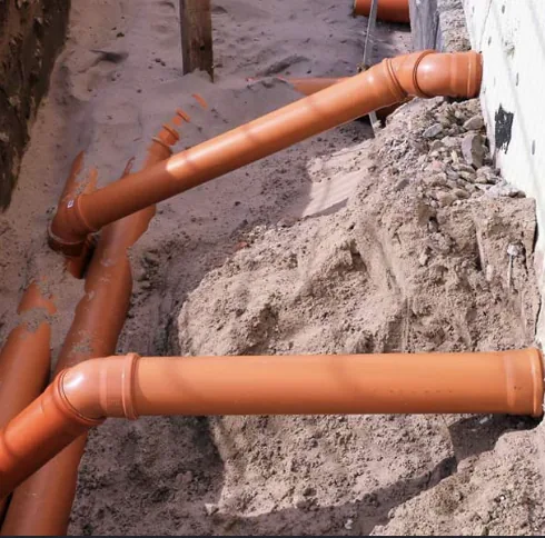 Sewer line pipes being replaced